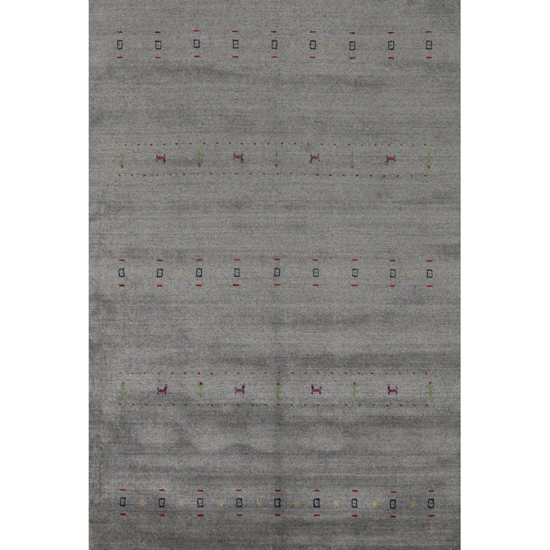 Tapis tribal gris Gabbeh 5 x 8 po