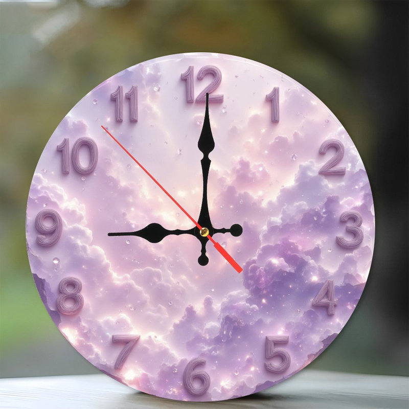 Cadran de l'horloge nuage rose et mauve