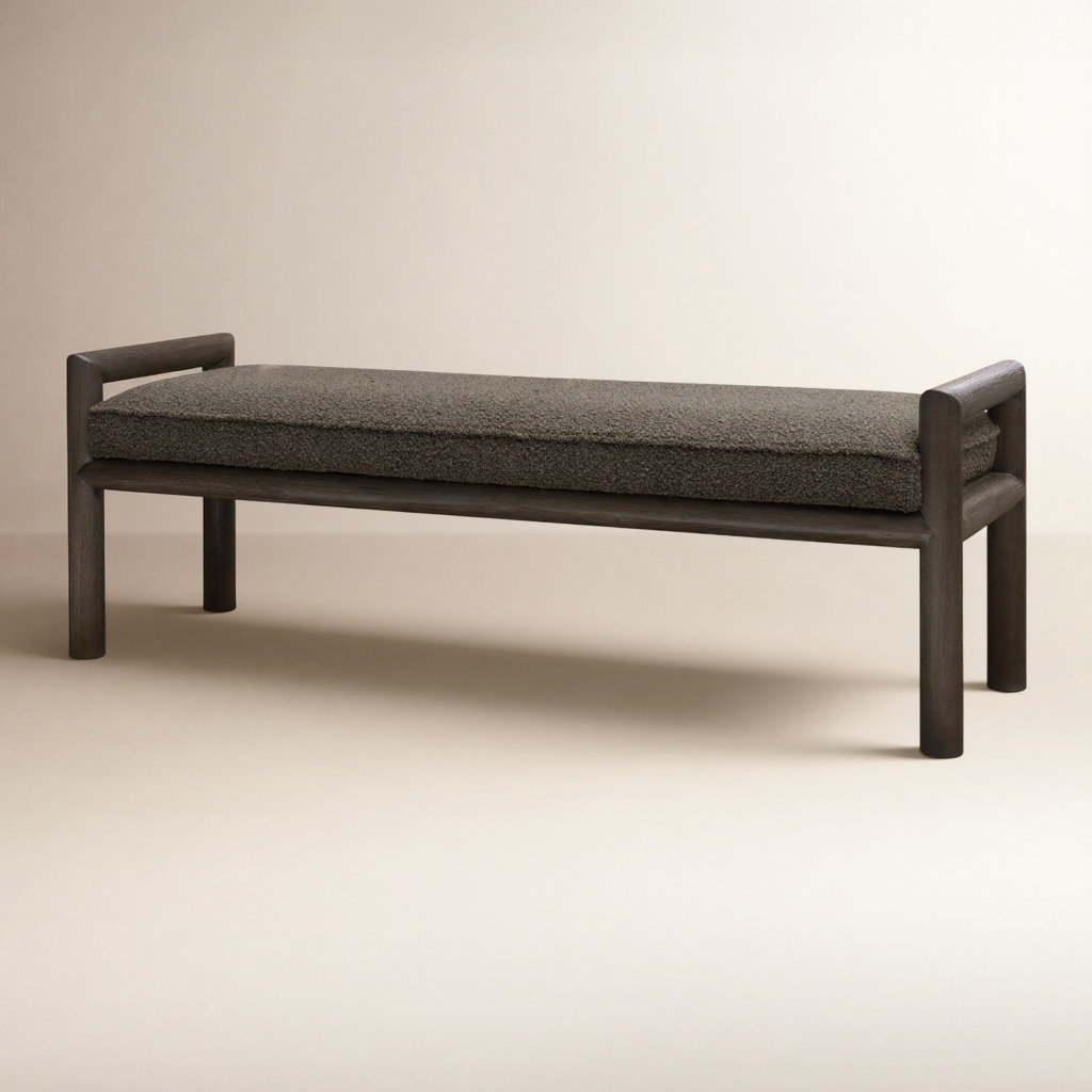Colleen 60" Acacia Wood Bench, Basalt Gray, Gray