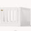 Lit double en bois massif Montessori avec clôture haute et porte d'accès, blanc, lit pour tout-petit-133872736-133872740