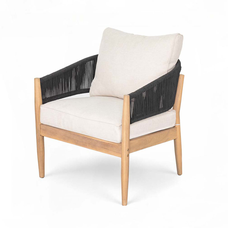 Fauteuil club d'extérieur en bois d'acacia