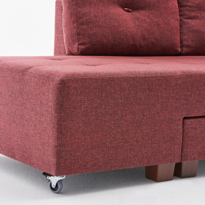 Canapé-lit large de 110,2 po Harjeevan, Orienté à droite, 100 % polyester rouge bordeaux