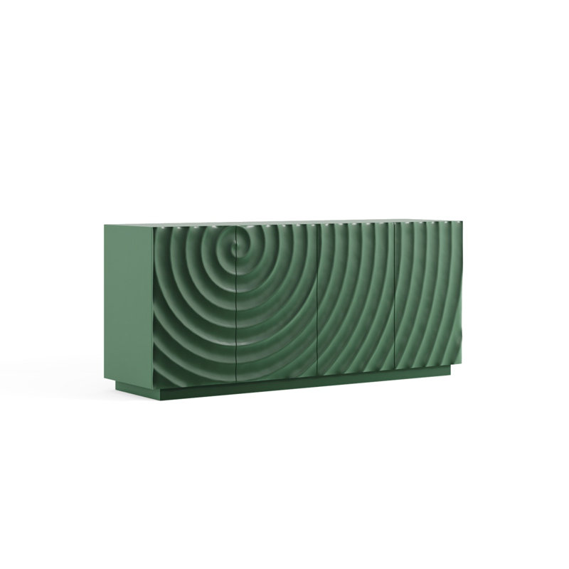 Armoire 4 portes avec base suspendue, pour le salon et la cuisine, 59,06 po x 15,67 po x 26,46 po (vert)
