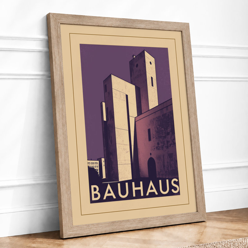 Bauhaus Tower Art Deco - Framed Print, A4 - 29.7 x 21.0 cm, Oak