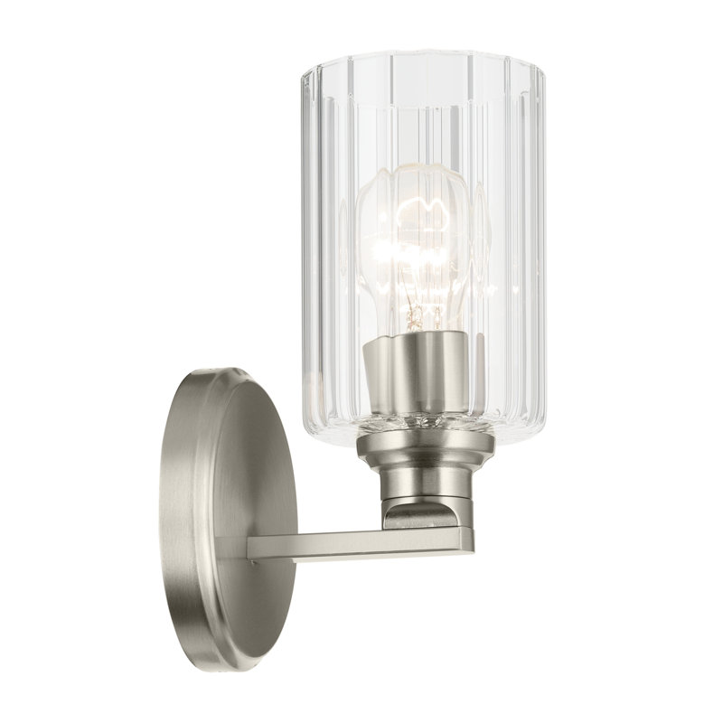 Applique murale 1 lumière 9,5 po avec verre, Clair, Brushed Nickel