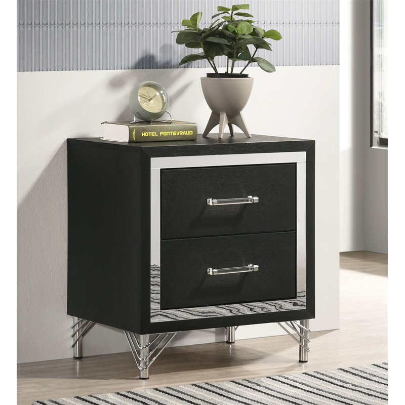 2 Drawers Modern Nightstand Bedside Table