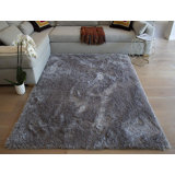 Tapis gris zone d’intérieur 8 pi x 10 pi à fabrication rectangulaire fabriqué à la machine poils longs Martelli