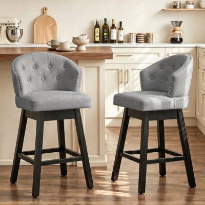Aadhvika Upholstered BarStools with Solid Wood Frame