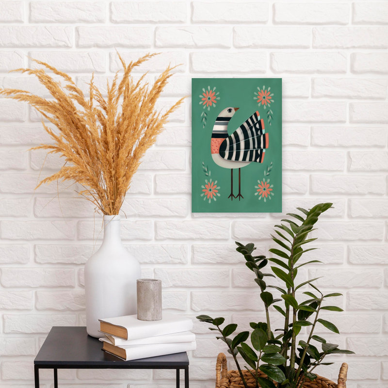 «Whimsical Teal Bird», impression d'art mural, 18" H x 12" W