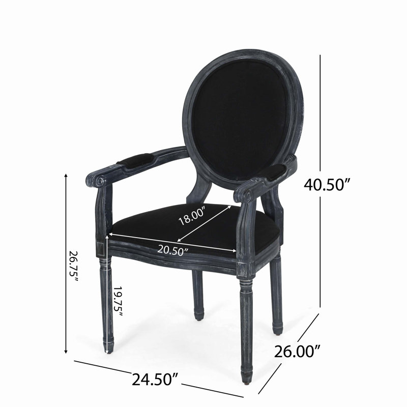 Chaise avec accoudoirs en tissu capitonné Pocklington, Noir