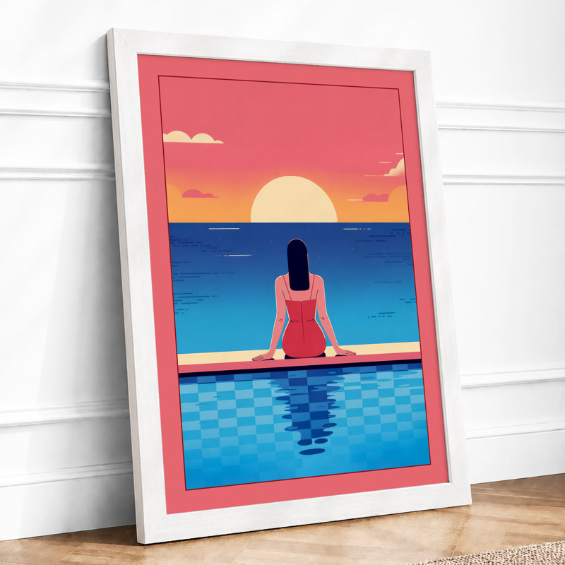 Poolside Reverie Modern - Framed Print, A1 - 84.1 x 59.4 cm, White