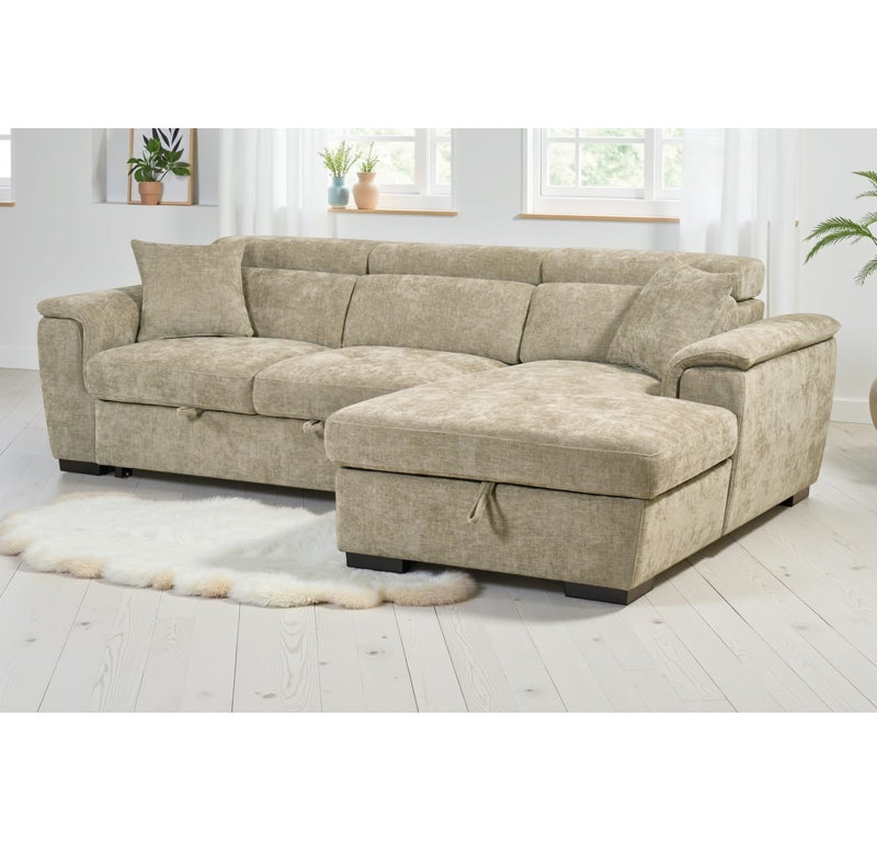 Howerton 4 Seater Chenille Sofa Bed, Beige