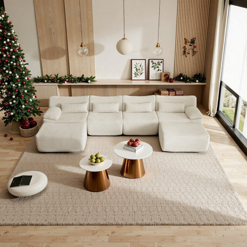 Canapé moelleux inspiré des nuages avec support à ressorts ensachés, aucun assemblage requis, Cream, 6