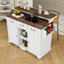 Îlot de cuisine roulant avec rangement, tablettes réglables, prise de courant, 3 tiroirs et comptoir de bar-302007947