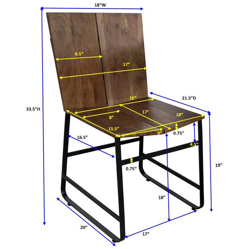 Chaise d'appoint à dossier en lattes de bois massif brun Frisco