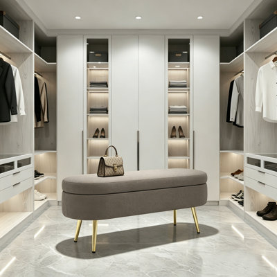Banc de rangement avec repose-pieds avec pieds dorés, banc de hall d'entrée rembourré avec plateau relevable, banc de bout de lit moderne pour la chambre à coucher, le salon
