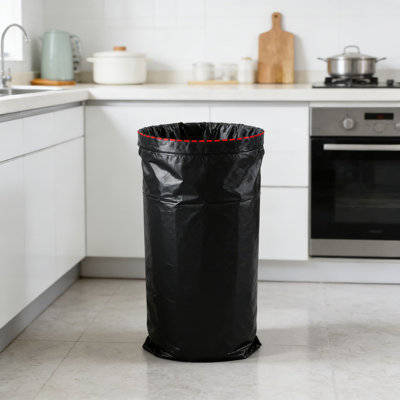 Sacs à ordures robustes de 45 gallons, sacs à ordures polyvalents résistants à la déchirure pour une utilisation intérieure et extérieure, conception à embouchure plate, noir non parfumé