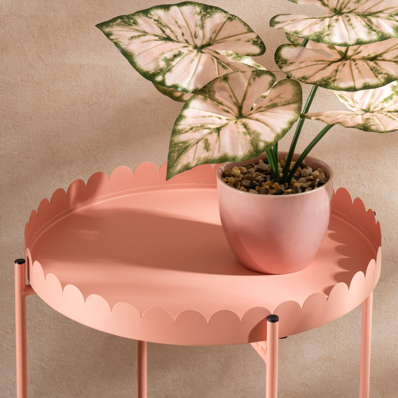 50cm Round Scallop Table, Pink