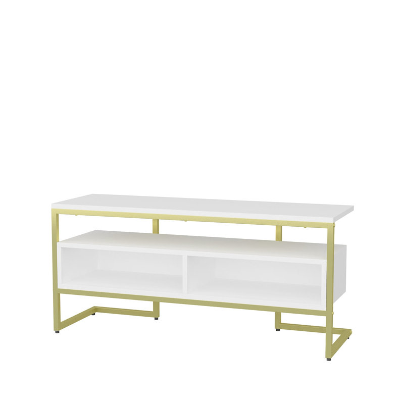 Meuble télé, Blanc / Doré