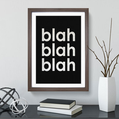 Blah Blah Blah Black Cracked - Picture Frame Typography