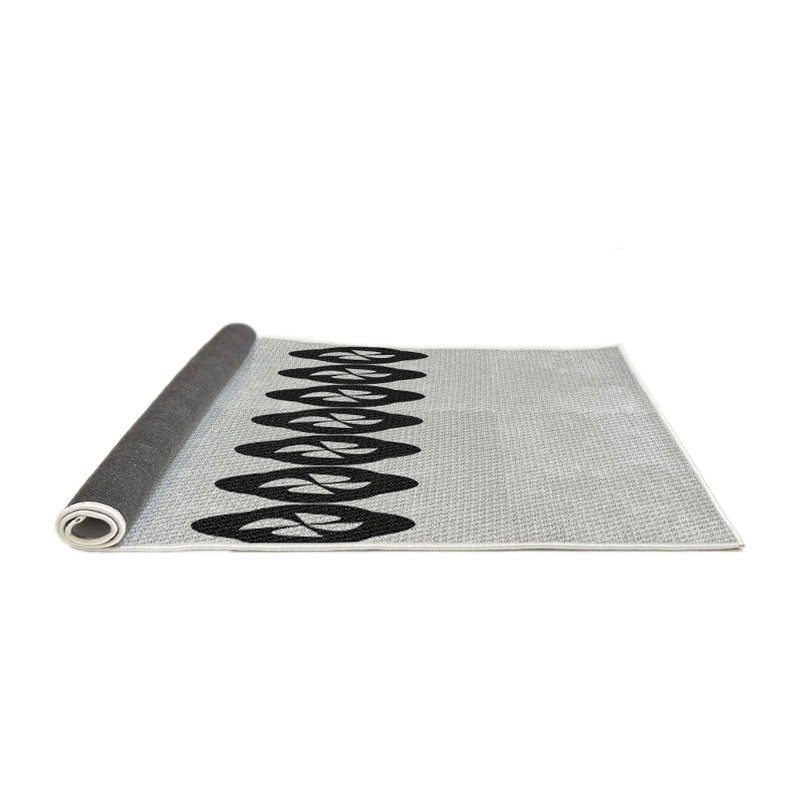 Tapis gris/crème tissé à la machine, Rond 8 pi