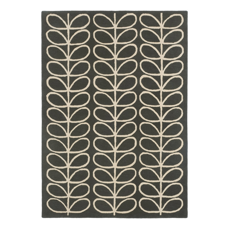 Wool Geometric Area Rug in Beige/Black, Rectangle 3'11" x 5'11"
