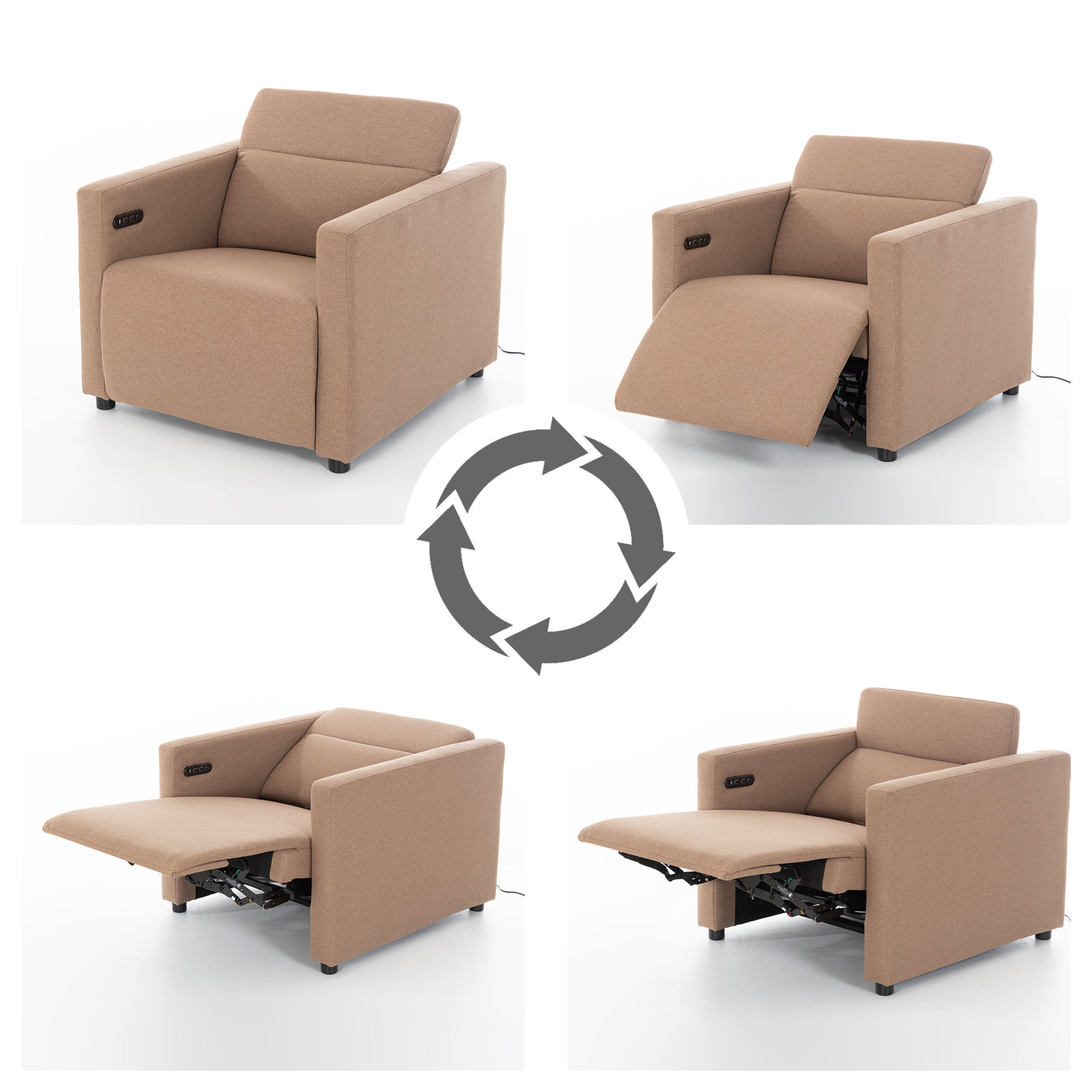 Klein Upholstered Power Recliner, Dune Tan Mohair