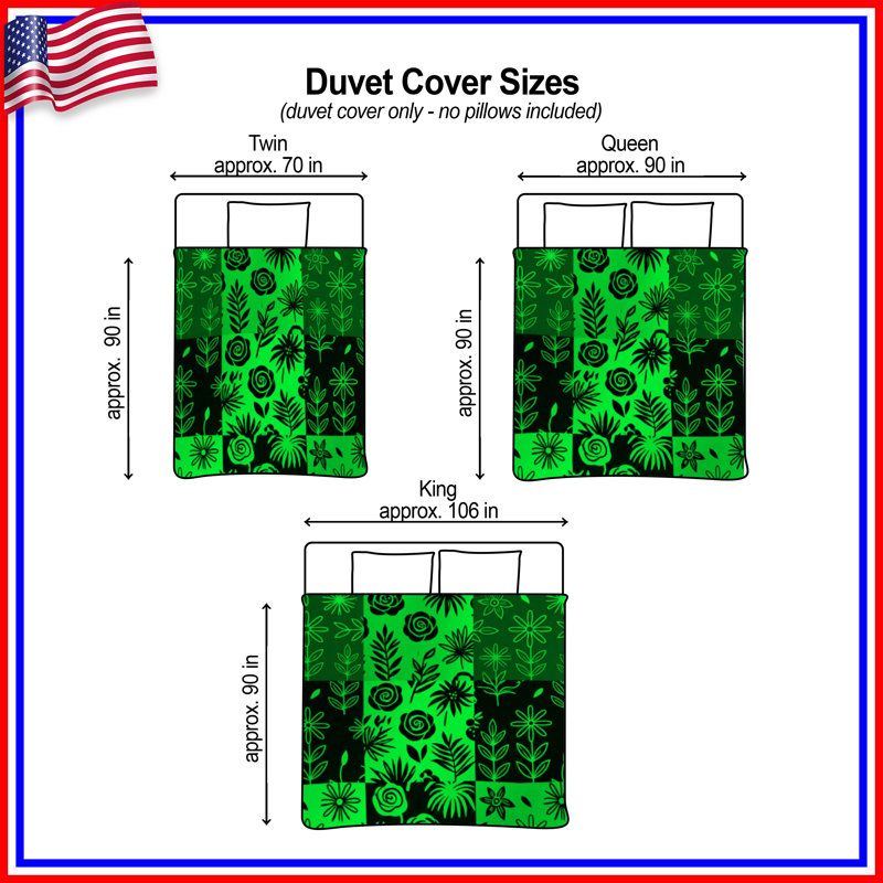 Green Floral Patchwork Duvet Covers, Twin