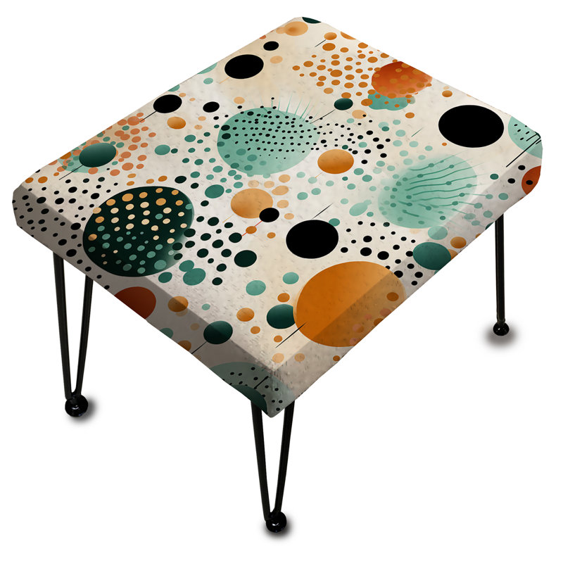 Fashion Yellow And Green Polka Dot - Midcentury Rectangle Ottoman