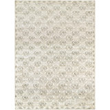 Anni Hand Knotted Block Print Area Rug in Beige