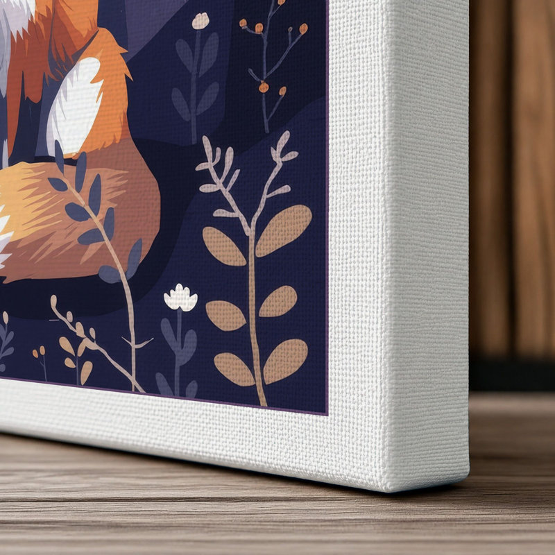 Forest Fox Boho - Wrapped Canvas, 36x24 - 91.4 x 61.0 cm, White Border