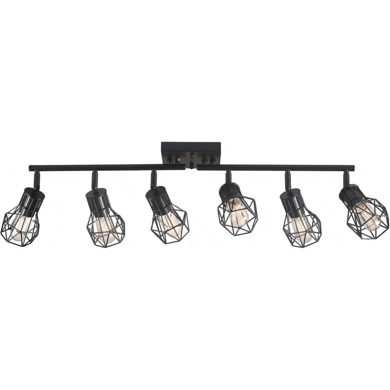 Matte Black Ceiling Mount Track Lighting 6-Light E26 for Kitchen