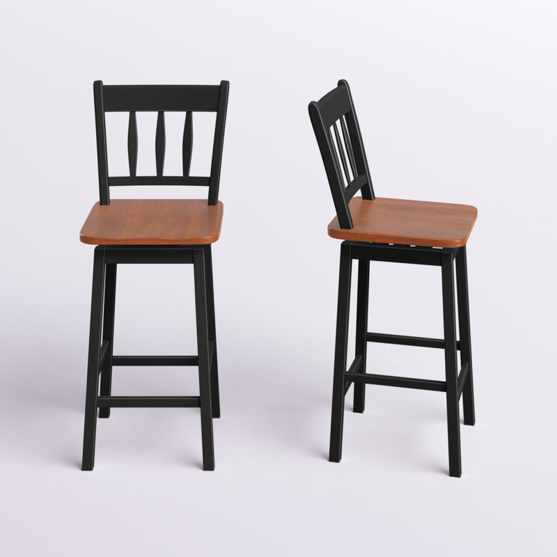 Otis Swivel Solid Wood Counter Extra Tall Stool, Black, 2