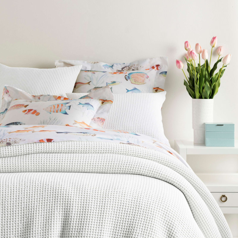 Bubble Matelasse Sham, Euro, White