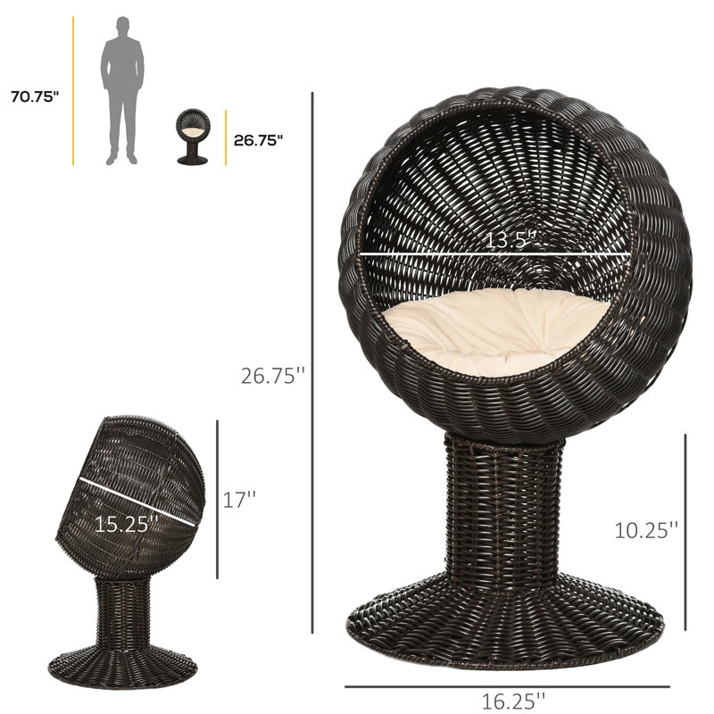 Maison de chat surélevée et imperméable avec coussin pour animaux 27 po