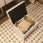 Meuble-lavabo 47,2 po avec miroir et lumière, tabouret de rangement rembourré, 3 tiroirs et 2 armoires