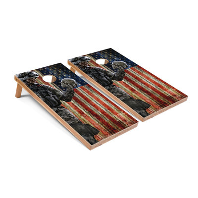 Ensemble de planche de soldat tenant un crâne cornhole | Comprend (2) planches (8) sacs et accessoires optionnels