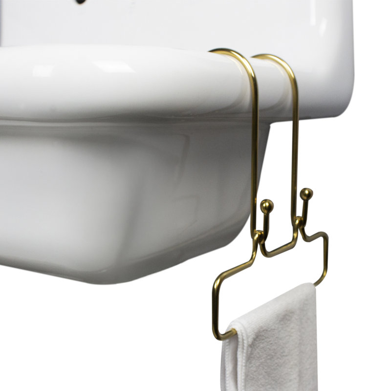 Over-Sink Soap Holder with Towel Ring, Brass