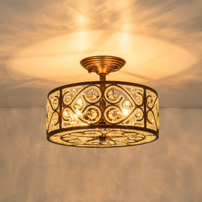 Plafonnier semi-encastré en cristal 4 lumières Classical