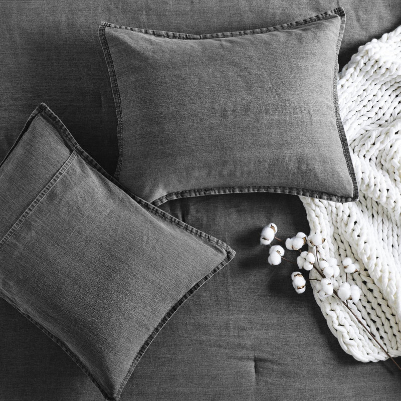 Édredon en sergé simple / simple TG 2 pièces, surdimensionné 100% coton, confort douillet, tout, élégance intemporelle, sergé de coton standard 100, confort avec Bartack, gris