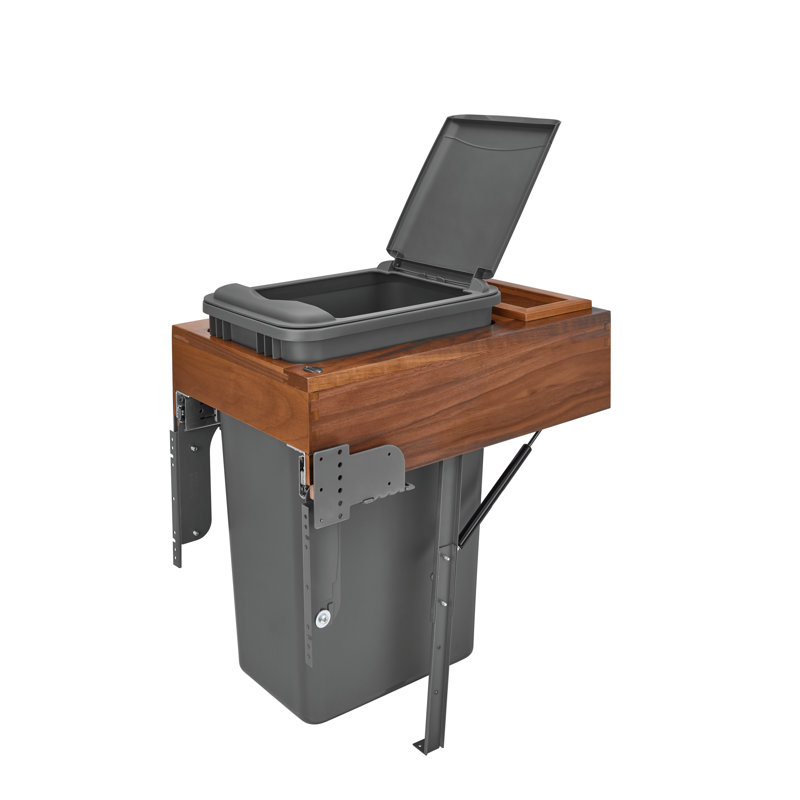 Contenant à déchets avec fermeture en douceur Rev-A-Shelf, H 24,75 po x l 15,38 po x P 21,75 po, Noyer