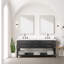 Meuble-lavabo double en chêne noir 72 po X P 22 po D, avec plateau en quartz blanc-117984725