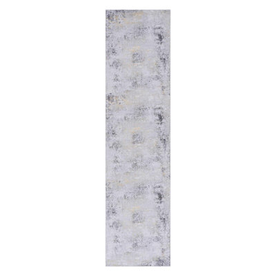 2'6"x 10'Gray+Gold Washable Area Rug
