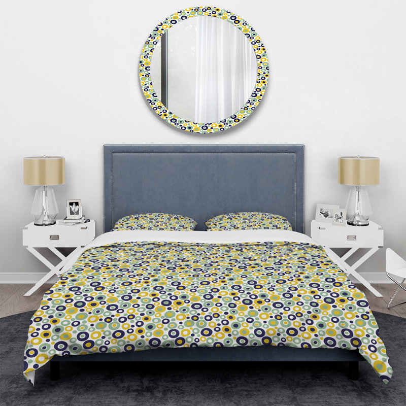 Ensemble de housse de couette en microfibre bleu / jaune 3 pièces, Housse de couette pour très grand lit et 2 très