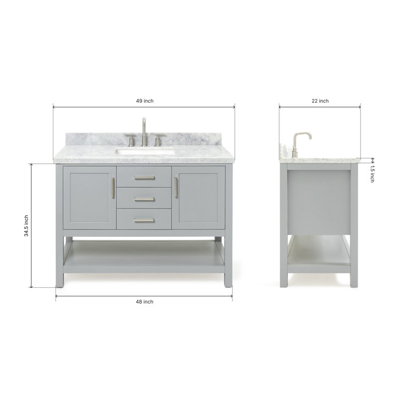 Bayhill 61" W Single Bathroom Vanity Set, Gray, 49"