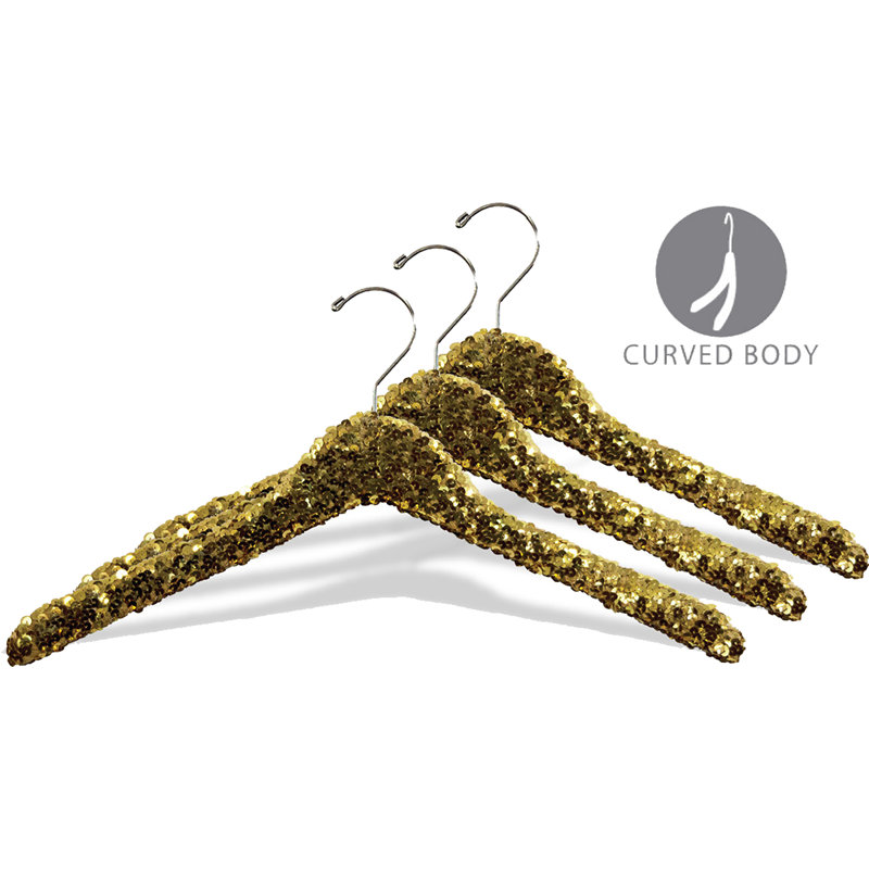 Cintre en bois à paillettes pour jupe / pantalon, Or, 6