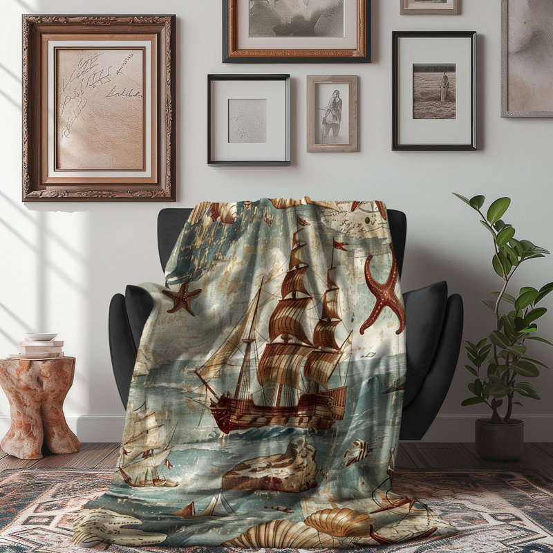 Coastal Whimsy Dreams - 1 pièce Sherpa Premium - impression d'art luxueux, Grand lit