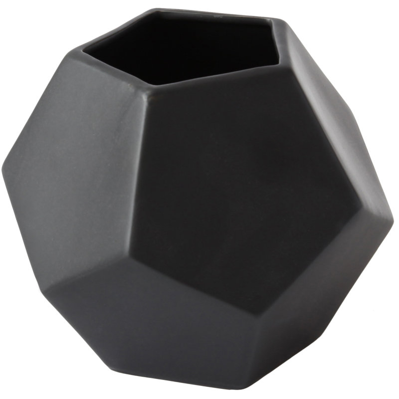 Faceted Table Vase, 4" H x 4.5" W x 4.5" D, Black