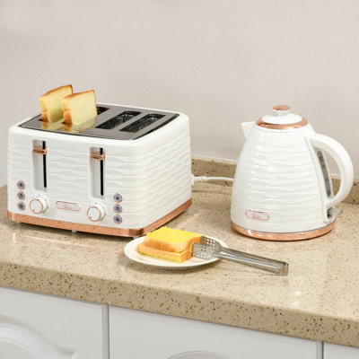 HOMCOM Kettle and Toaster Set 1.7L Rapid Boil Kettle & 4 Slice Toaster