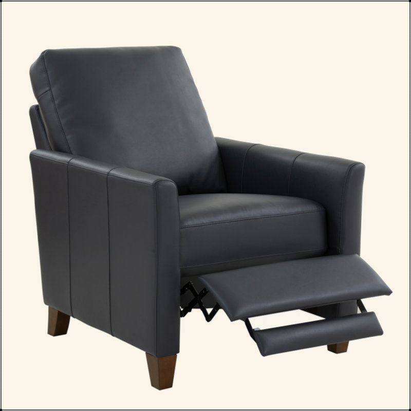 Midnight Blue Faux Leather Modern Recliner